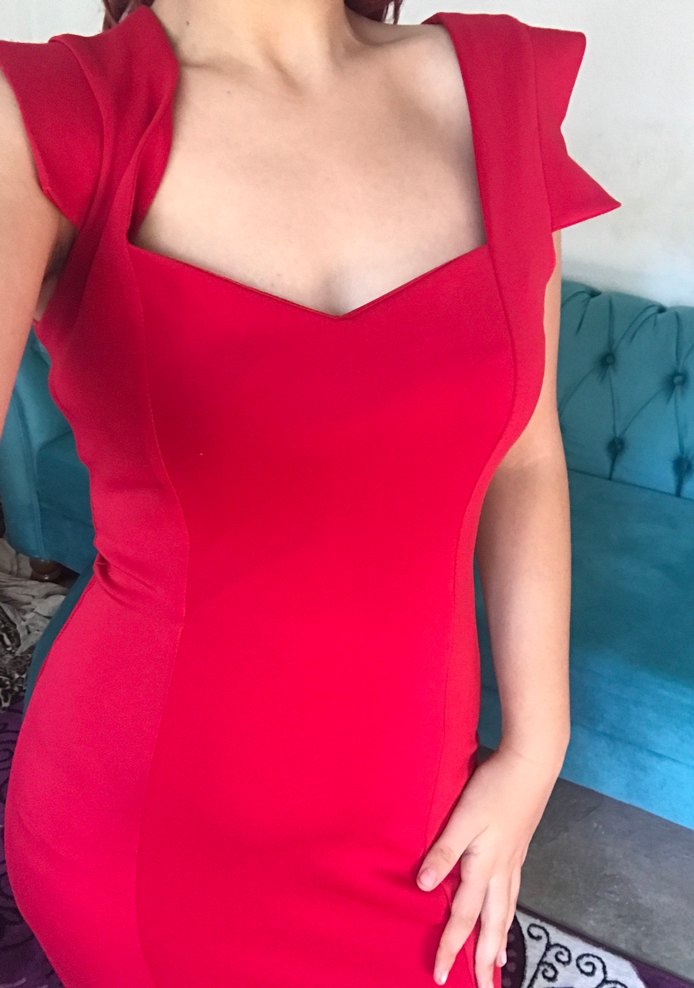 Kırmızı Uzun  elbise - Görsel 2