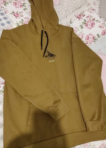 Hardal Rengi Kapüşonlu Erkek Sweatshirt