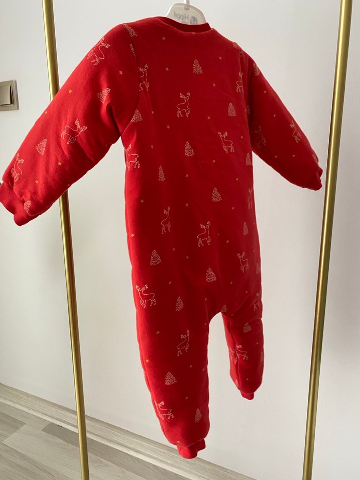 Kız Bebek Nakışlı Kırmızı Tulumu - Görsel 4