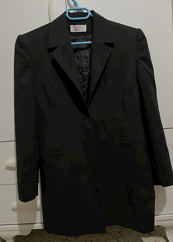 Siyah Düğmeli Kadın Midi Blazer Ceket