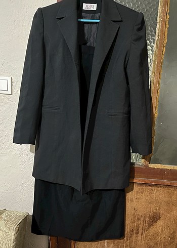 46 Beden Siyah Düğmeli Kadın Midi Blazer Ceket
