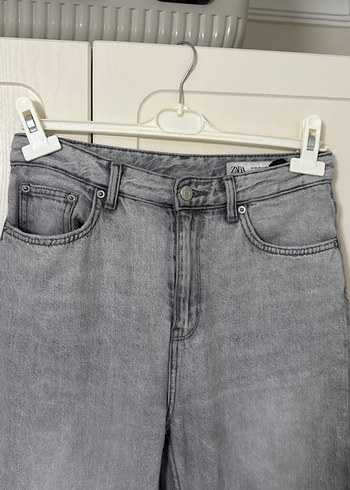 Zara Gri Normal Boy Denim Kadın Wide Leg Jean