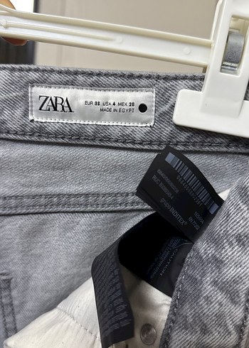 32 Beden Gri Normal Boy Denim Kadın Wide Leg Jean