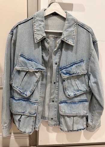 Düğmeli Mavi Kadın Denim Ceket