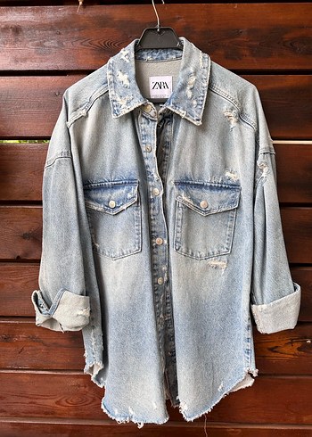 Düğmeli Mavi Kadın Denim Ceket