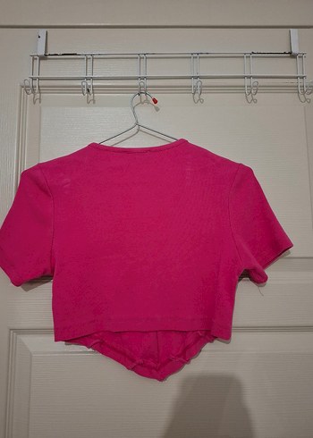 Diğer Kadın pembe kısa kollu crop tshirt