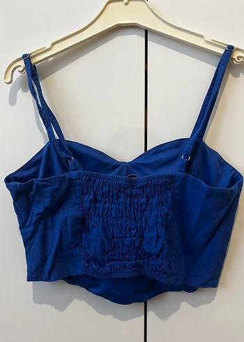 Mavi Keten Askılı Büstiyer - Görsel 3