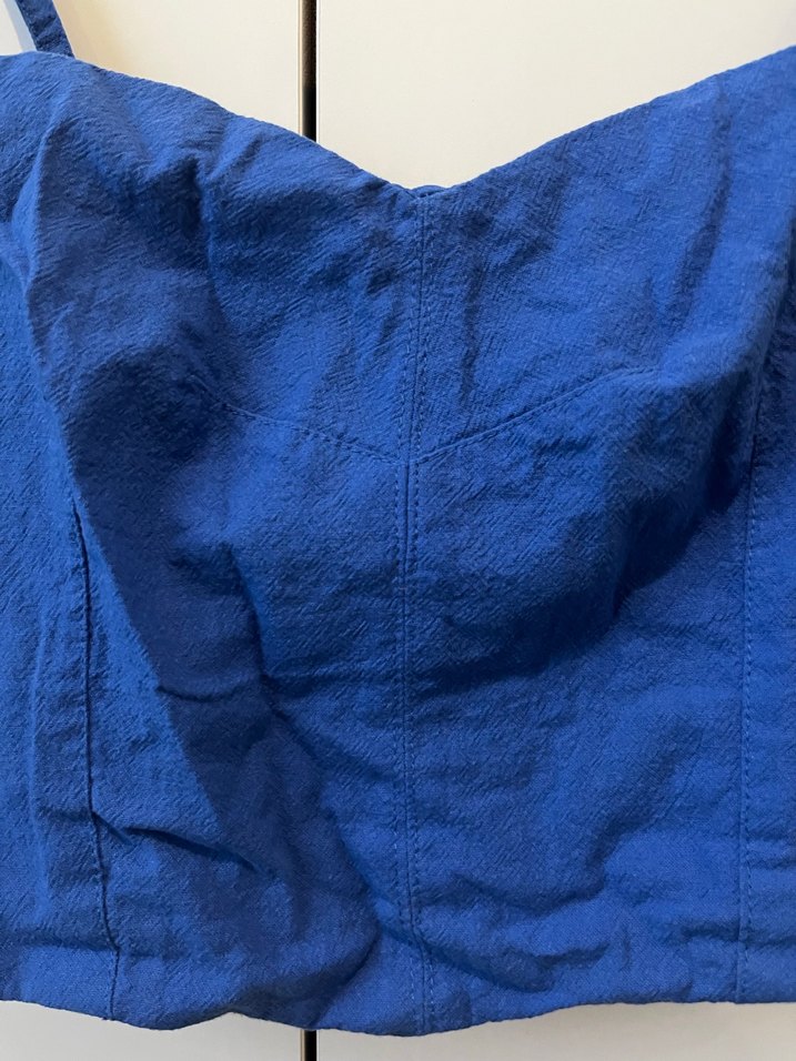 Mavi Keten Askılı Büstiyer - Görsel 2