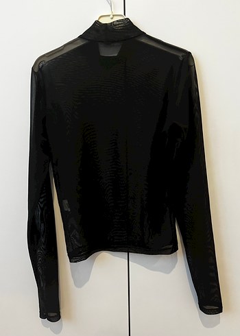 Siyah Yüksek Yakalı Uzun Kollu Bluz - Görsel 3