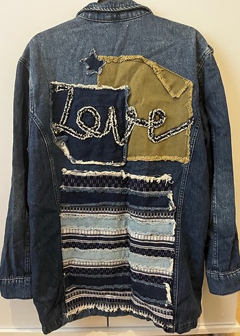 Düğmeli Kadın Kot Ceket, Salaş, Midi Boy - Görsel 3