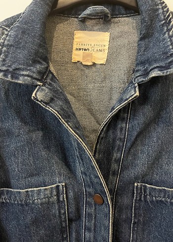 Düğmeli Kadın Kot Ceket, Salaş, Midi Boy - Görsel 2