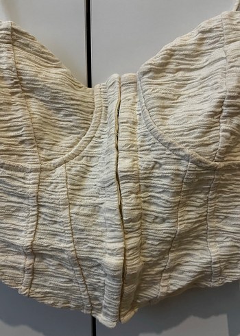 Bej Pilili Keten Mini Büstiyer - Görsel 2