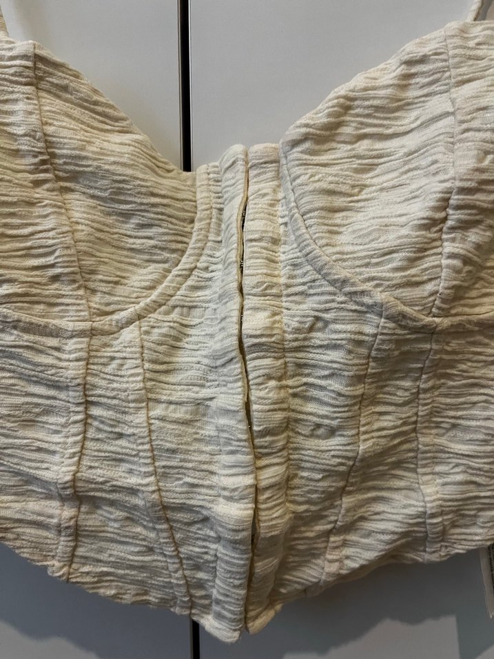 Bej Pilili Keten Mini Büstiyer - Görsel 2