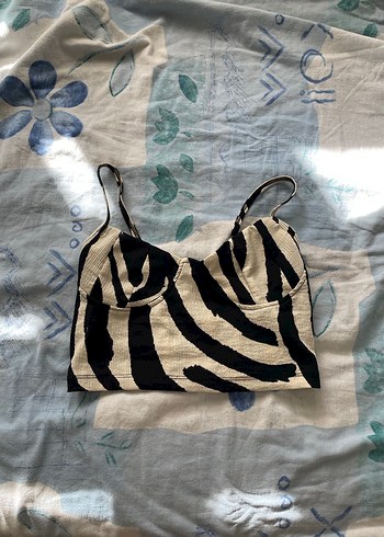 Zebra Desenli Strappy Büstiyer