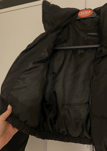 xs Beden siyah Renk Siyah Kısa crop şişme Kadın Mont