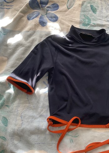xs Beden siyah Renk Lacivert Boğazlı Mini Üst
