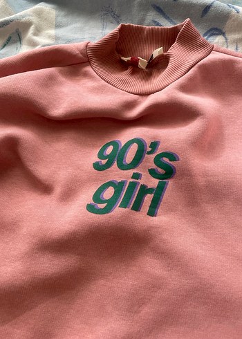 xs Beden Pembe Baskılı Oversize Kadın Sweatshirt