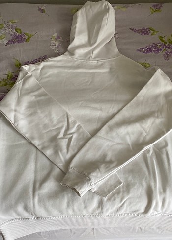 Kadın Beyaz Kapüşonlu Salaş Sweatshirt - Görsel 3