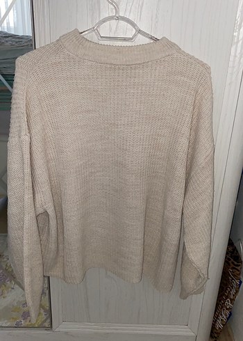 Bej Kadın Triko Bisiklet Yaka Kazak - Görsel 2