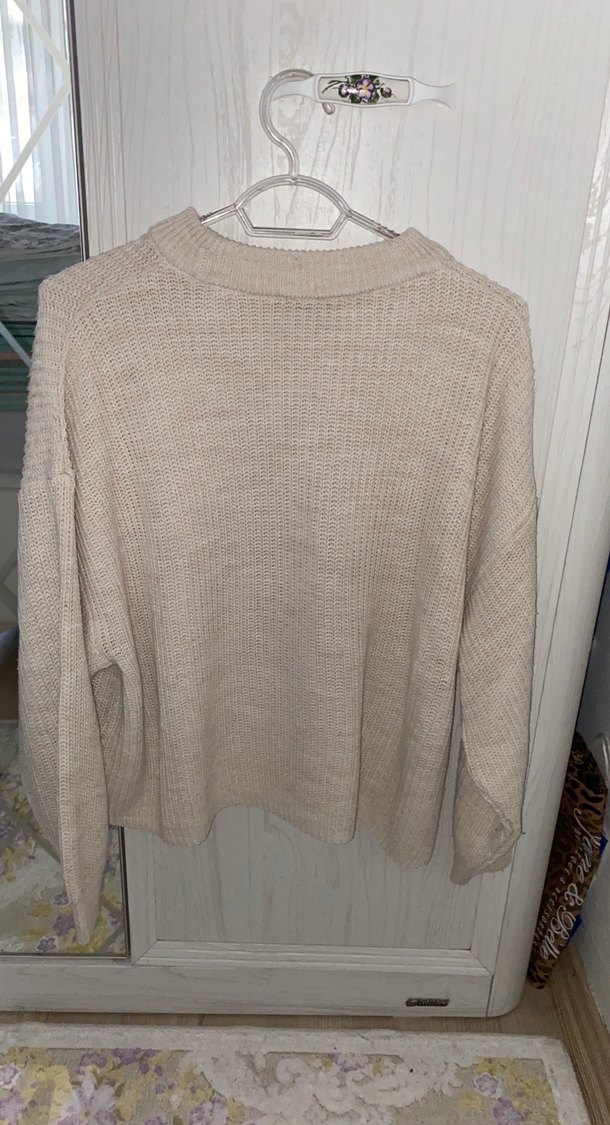 Bej Kadın Triko Bisiklet Yaka Kazak - Görsel 2