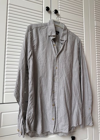 Düğmeli Gri Erkek Keten Gömlek - Görsel 2