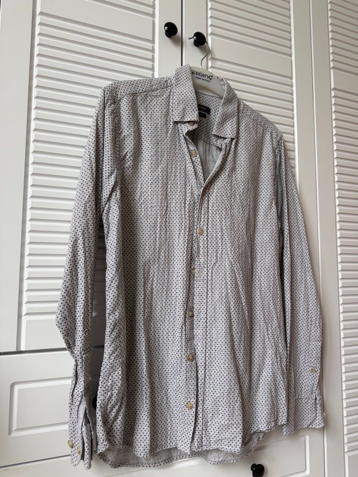 Düğmeli Gri Erkek Keten Gömlek - Görsel 2