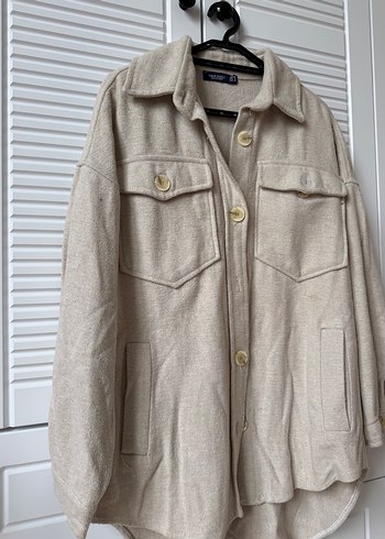 Düğmeli Bej Keten Midi Ceket - Görsel 2