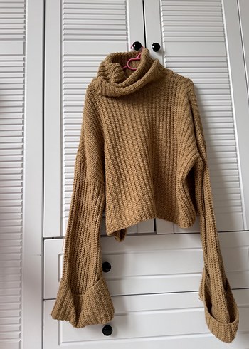 Bej Balıkçı Yaka Örgü Kadın Kazak - Görsel 2