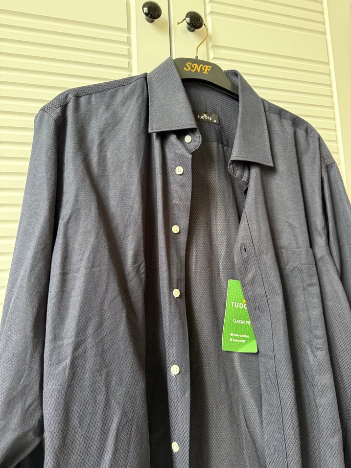 Düğmeli Mavi Erkek Gömlek - Görsel 2