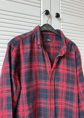 Kadın Kırmızı Ekose Uzun Kollu Gömlek - Görsel 2