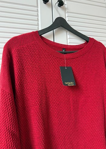 Kırmızı Örgü Kadın Triko Kazak - Görsel 2