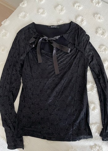 Siyah Goth Halter Yaka Strappy Bluz - Görsel 2