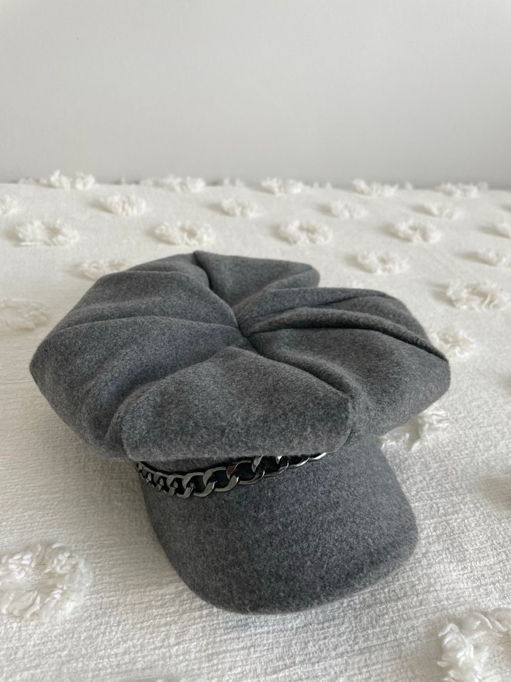 Gri Kadın Fırfırlı Şapka - Görsel 2