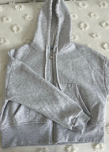 Gri Kadın Fermuarlı Sweatshirt - Görsel 2