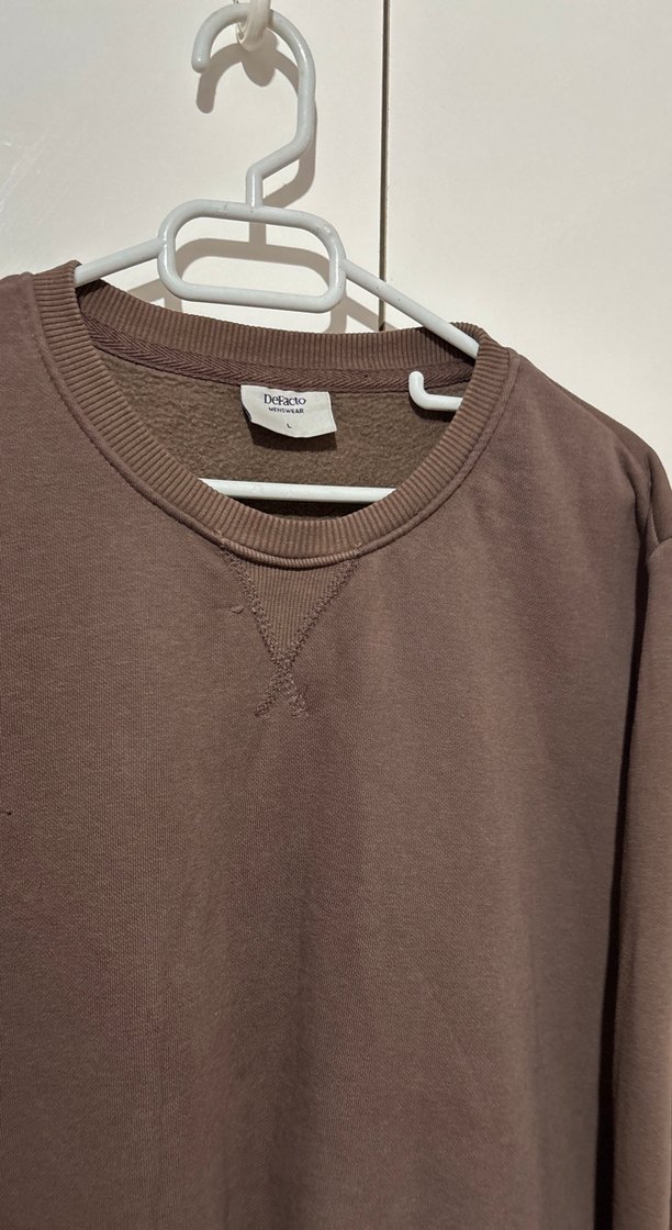 Erkek Kahverengi Bisiklet Yaka Sweatshirt - Görsel 3