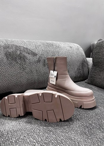 Bej Platform Topuklu Fermuarlı Kadın Bot - Görsel 3