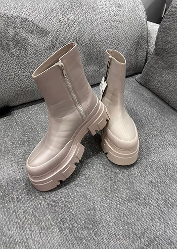 Bej Platform Topuklu Fermuarlı Kadın Bot - Görsel 2