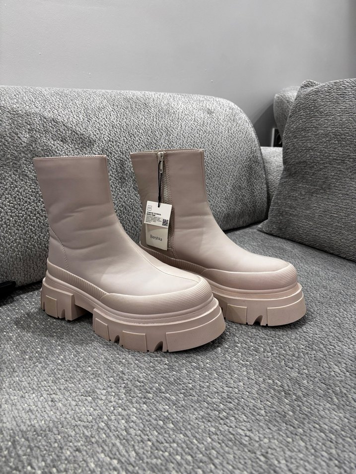 Bej Platform Topuklu Fermuarlı Kadın Bot - Görsel 4