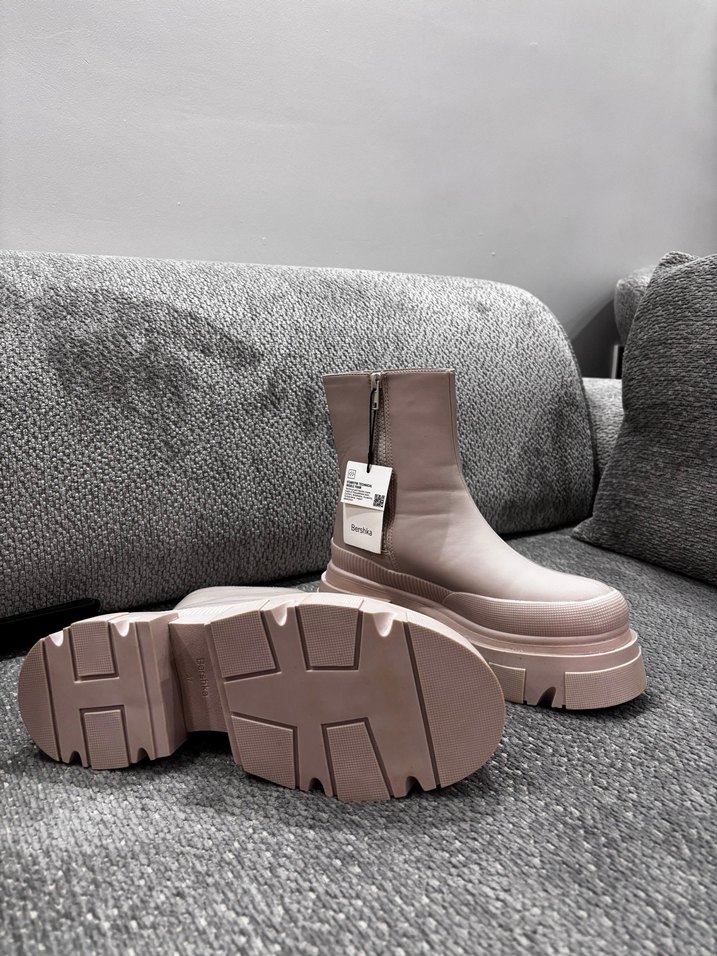 Bej Platform Topuklu Fermuarlı Kadın Bot - Görsel 3