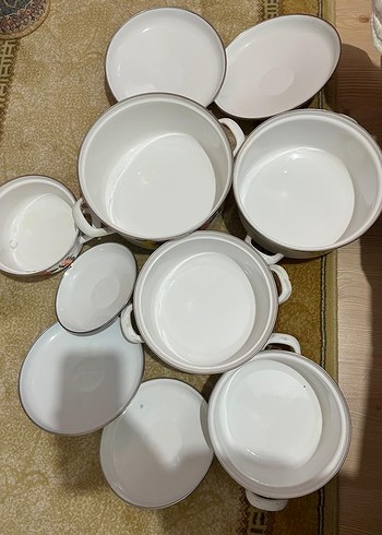 Beyaz Emaye Kapaklı 5li Tencere Seti - Görsel 2