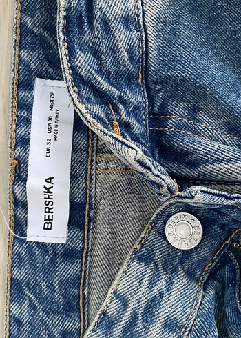 32 Beden Gri Mavi Kadın Rahat Kesim Denim Pantolon