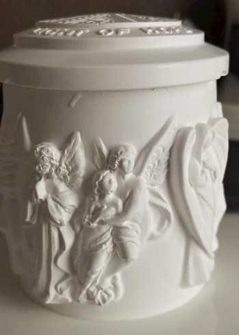 Beyaz Melek Figürlü Dekoratif Kutu soya mum