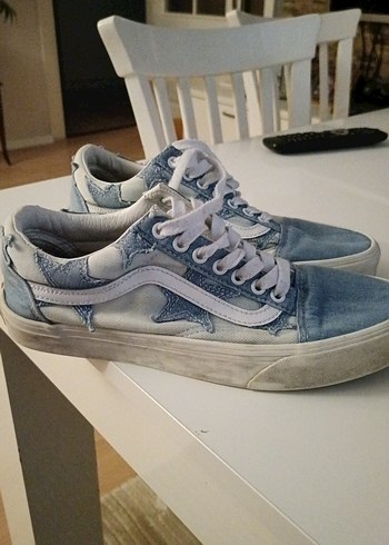 Mavi Batik Desenli Kadın Denim Spor Ayakkabı