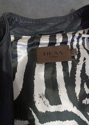s Beden Kadın Siyah Deri Zebra Desenli Biker Ceket