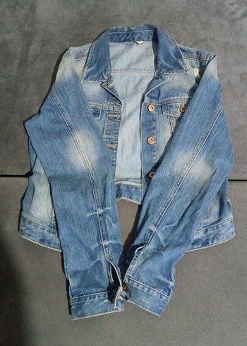 Düğmeli Mavi Denim Kadın Ceket