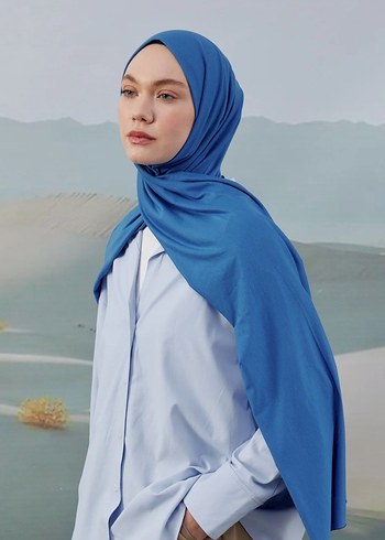 Kadın Mavi penye şal