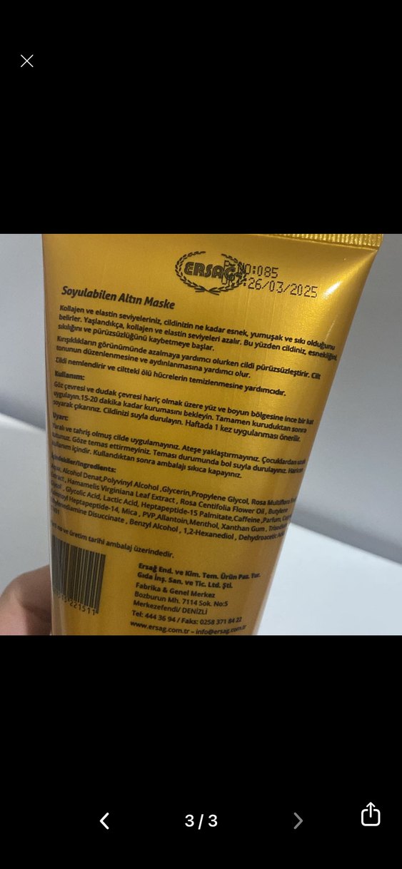 Ersağ Altın Maske 150 ml - Görsel 3