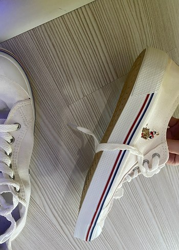 Beyaz Bağcıklı Kadın Spor Ayakkabısı Polo - Görsel 2