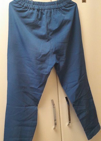 Diğer Kadın Mavi Piliseli Bol Kesim Kot Pantolon