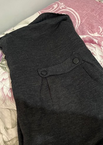 Gri Düğmeli Uzun Triko Kadın Kaban tarzı hırka - Görsel 4